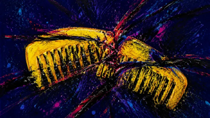 An abstract comb trapped in tangled lines, representing deadline-dependent thesis procrastination