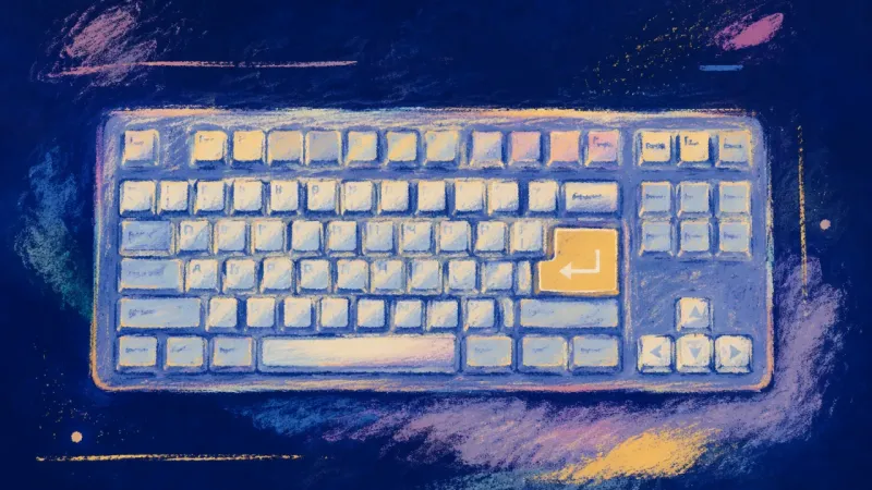 A restored keyboard represents religious pressure separated from consent, with clear boundaries, fir