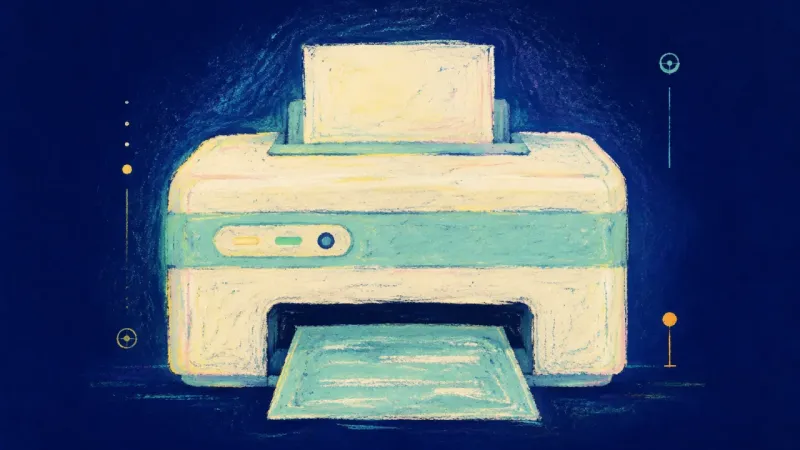 Aligned Output An orderly printer representing relief from overwork through clear priorities, visible ownership,
nd