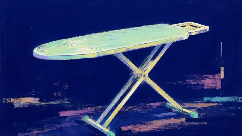 Unfolded Direction An abstract ironing board restored to an open, balanced form, representing a gradual, grounded reᵉnᵗ