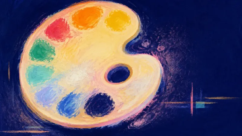Expression in Balance A restored artist's palette with orderly sections, symbolizing a flexible self that enjoys asthetics