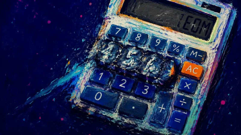 Compressed Start Signal A crushed calculator captures crisis-activated self-management, where routine responsibilities wait