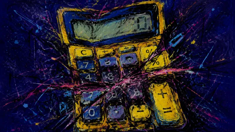 Crushed Start Signal A crushed calculator represents crisis-activated self-management and the oppressive overload that