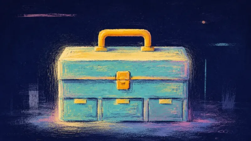 Toolbox in Flow A restored toolbox with orderly compartments, representing the shift from collecting knowledge to-?