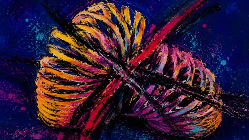Compressed Potential A tangled slinky represents the fear that sharing early progress will damage a carefully built 