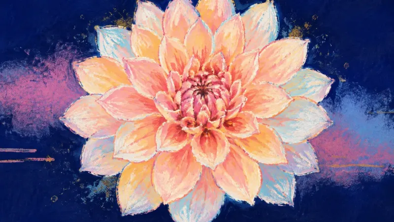 A fully opened dahlia represents sustainable confidence, clear work criteria, and self-worth nolong