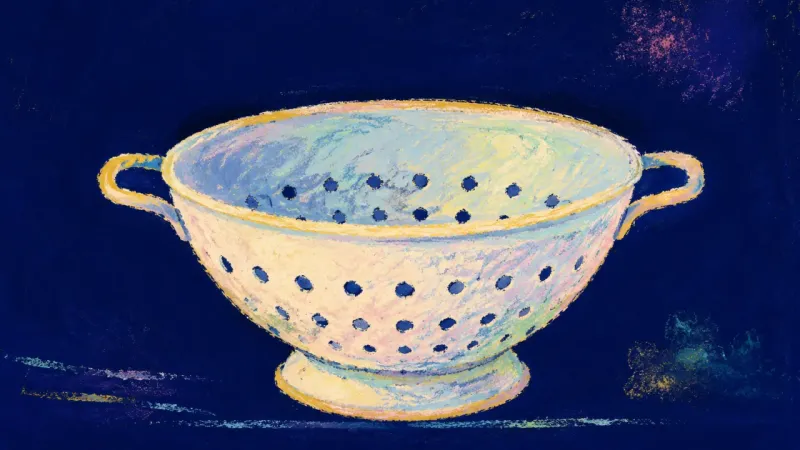 Discernment Restored A restored colander with evenly ordered openings, symbolising a graduate-school decision clarifiedによ