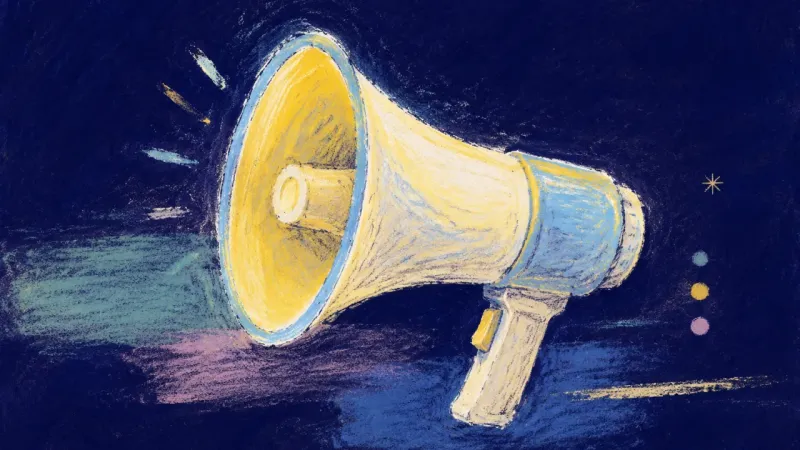 Clear Signal An open megaphone represents clarity after a breakup, as one direct support request replaces broad##