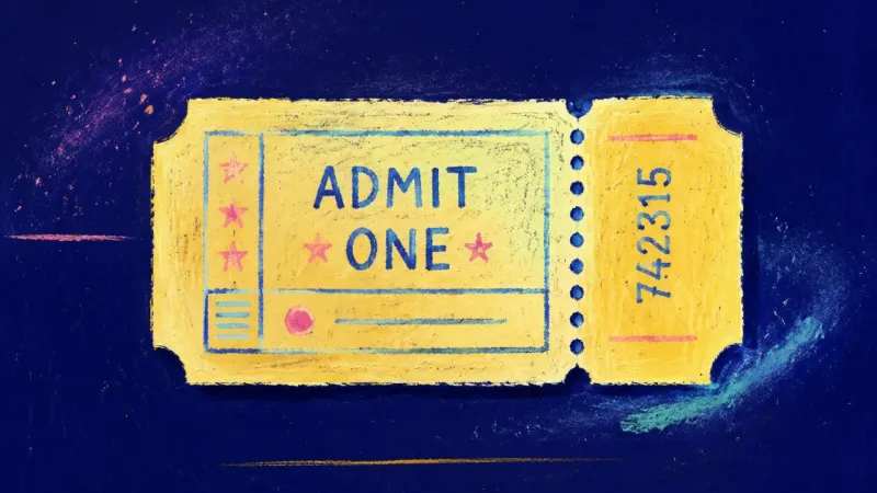 Admission Reclaimed An opened ticket represents grief easing into direct connection, reciprocal care, and belonging מעבר