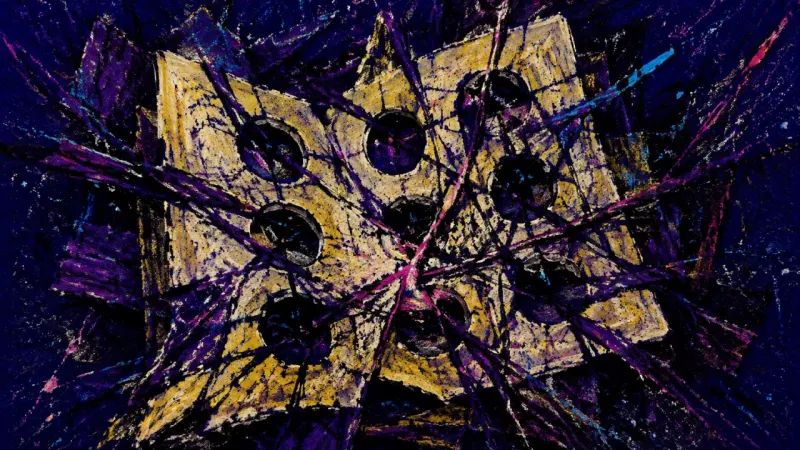 Stifled Stencil A crushed stencil represents purity shame, where inherited rules trap grief and anger inside a dense