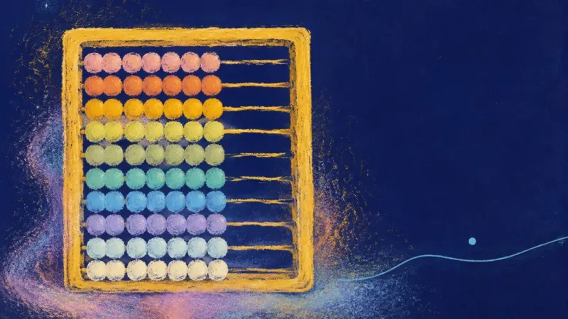 Metrics Reordered A restored abacus with balanced rows, representing sabbatical time reclaimed for curiosity, chosen‑‑