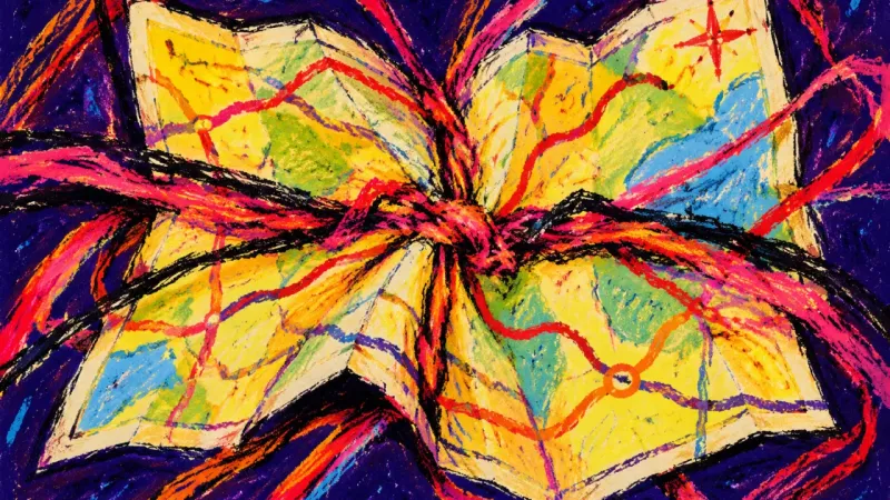 Collapsed Routes An abstract map folded into a dense tangle, representing the urge to turn early interest into secure