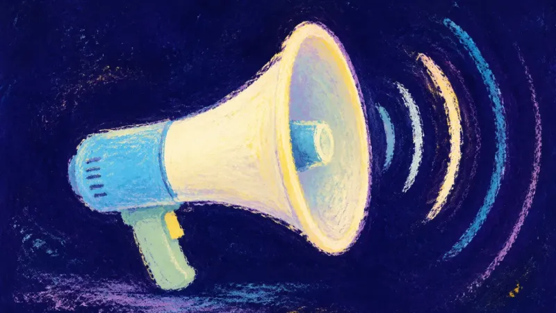 A restored megaphone represents deliberate visibility, bounded honesty, and calm choice after fearf
