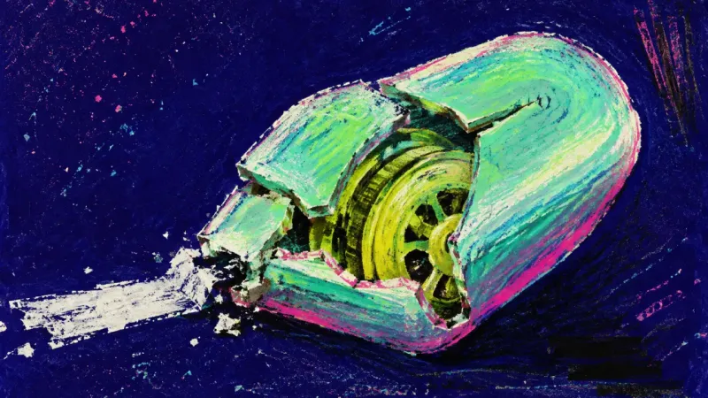 Edited Into Silence A crushed correction-tape dispenser symbolizing the urge to revise a private confession after trying