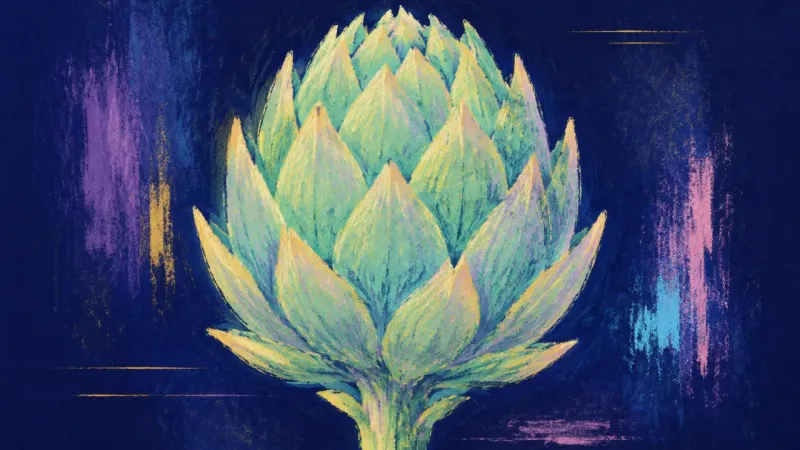 Unfolded Desire An artichoke opened into an orderly form, representing grounded self-permission to want more without