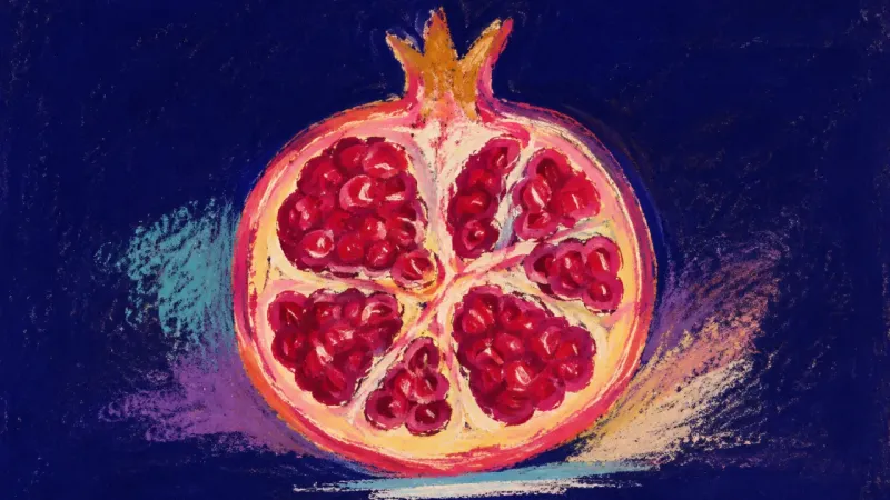 Chambers Reconciled A restored pomegranate with distinct, orderly chambers represents self-acceptance, honest boundaries