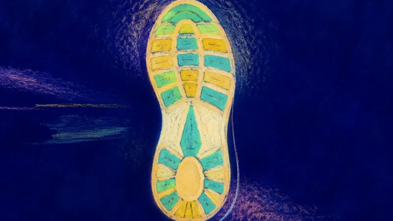 Restored Tread A restored sneaker sole with an orderly tread, representing self-directed routine change supported,