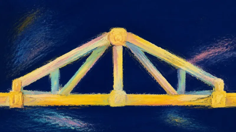 Distributed Strength An abstract truss is restored to balanced order, representing leadership competence supported by##?