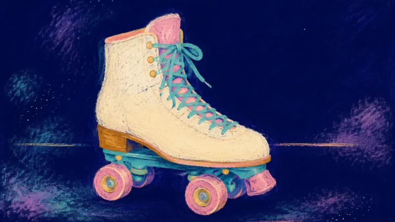 Motion Reclaimed A restored roller skate with evenly aligned wheels, symbolizing self-trust and a life kept movingp