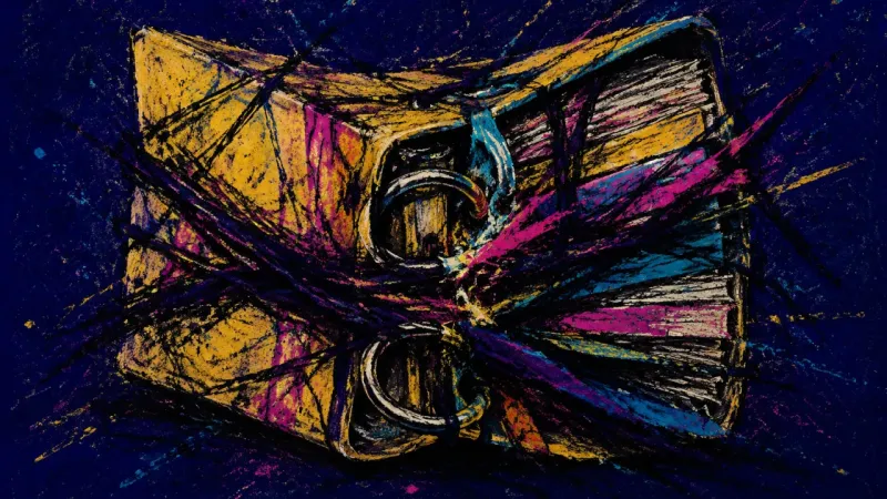 Rings Under Pressure A ring binder crushed into tangled rings and compressed dividers, representing academic regret and
