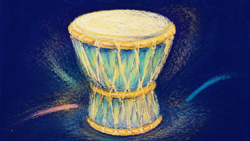 Rhythm Reclaimed A restored drum with ordered cords, representing self-trust, honest connection, and family belonging