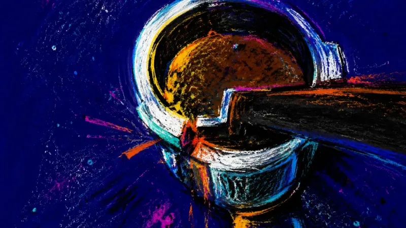 Premature Ignition An espresso portafilter crushed into its collar before locking, symbolizing a launch forced forward,