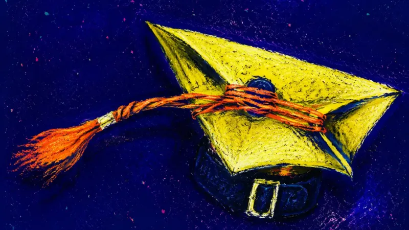 The Approval Knot A graduation cap cinched by its own tassel, symbolizing the pressure to turn every family successigo