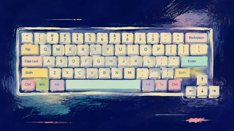 Order Reclaimed A restored keyboard in an ordered grid represents an irreversible choice approached with honesty, bl