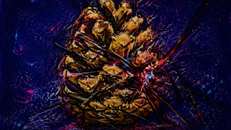 Bound by Conditions A pinecone crushed into tangled layers represents betrayal hurt and the urge to control friendship8a