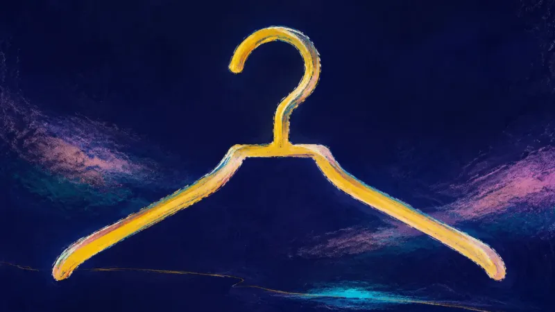 A restored clothes hanger with an open, balanced frame, representing grounded agency and a workable,