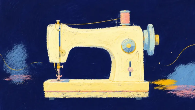 Applied Rhythm A restored sewing machine in balanced order, representing learning becoming small, imperfect action?