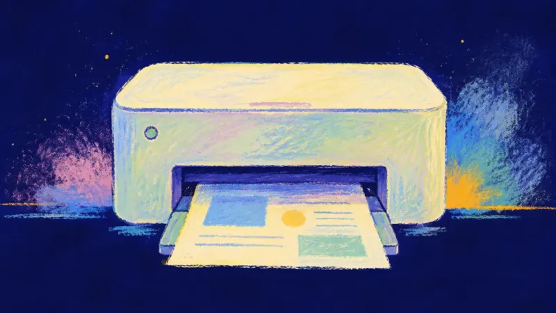 A printer restored to order, representing study anxiety eased by direct recall and balanced use of a