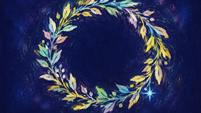 Restored Continuity An abstract wreath restored to balanced form, representing growing self-trust and a willingness to 6