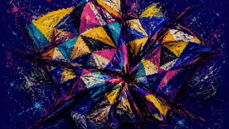 A quilt compressed into overlapping sections and chaotic lines, representing instant-gratification‌