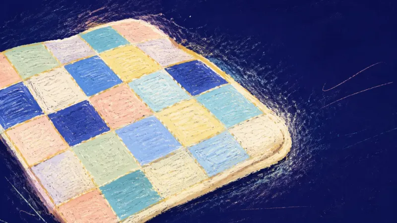 An ordered quilt with aligned sections, representing restored self-trust and balanced choices after‌