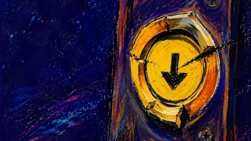 An elevator call button repeatedly pressed inward, symbolizing anxious pursuit when a romantic�