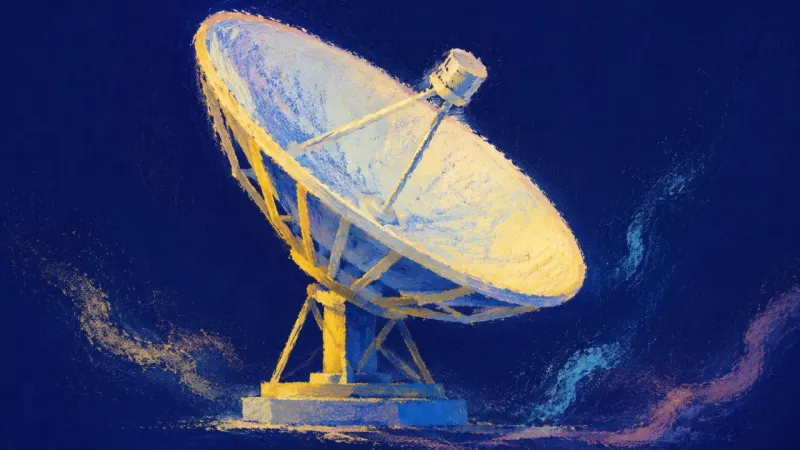 A restored satellite dish with aligned supports represents self-trust and direct communication state