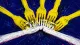 Six takeout forks lock over a seventh and crush its handle, symbolizing the pressure of a group-chat