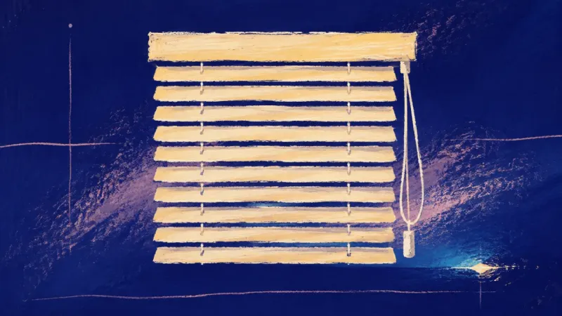 An aligned window blind represents grounded acceptance and clear next steps after shame-driven​⁣​​‌​