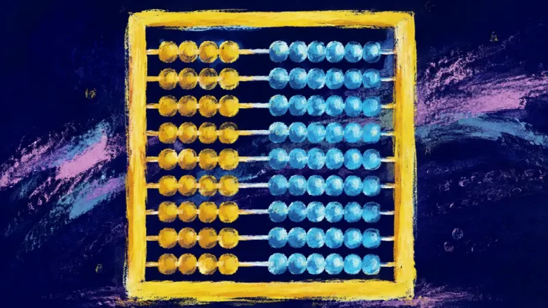 An orderly abacus with evenly spaced beads, representing a job search guided by a personal schedule,