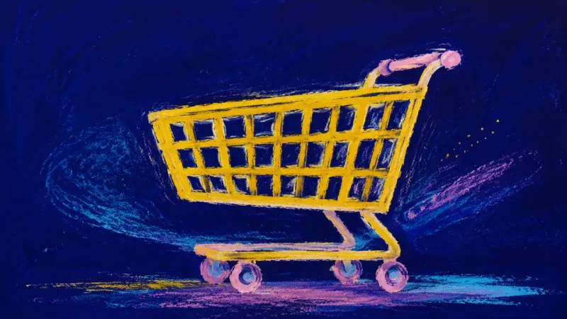 Cart at Rest An abstract shopping cart restored to an open, orderly form, representing balanced boundaries ands,