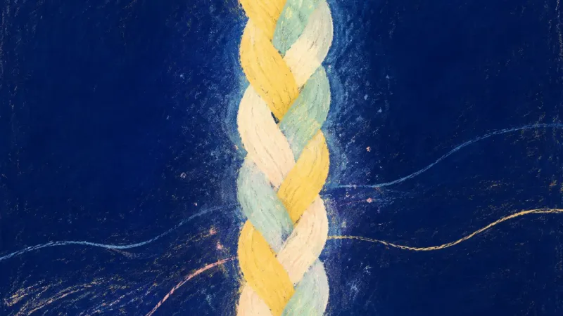 A braid restored to an even interlaced form, representing affection and concern held together with**