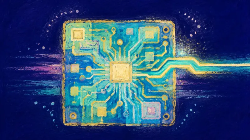 Aligned Signal A circuit board restored to an orderly network, representing self-trust, deliberate growth, and a. A
