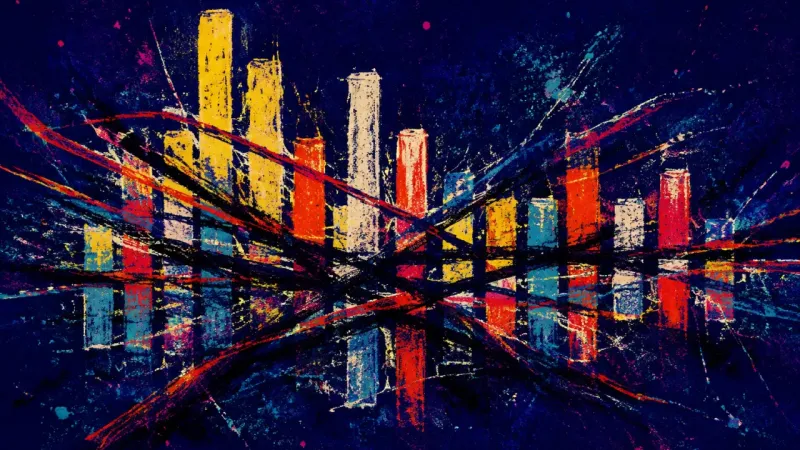 Signal Under Pressure An abstract equalizer warped into a chaotic block, representing social exhaustion from adapting to