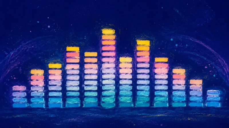 Steady Signal An abstract equalizer restored to an orderly rhythm, representing steadier self-trust and selective