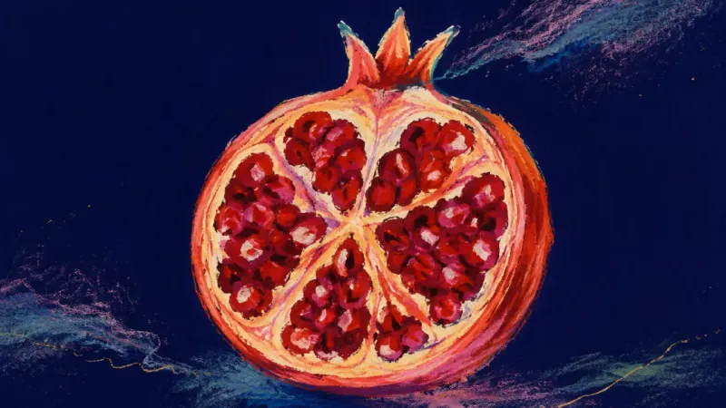 A restored pomegranate section with clearly separated chambers, symbolizing family care returning to