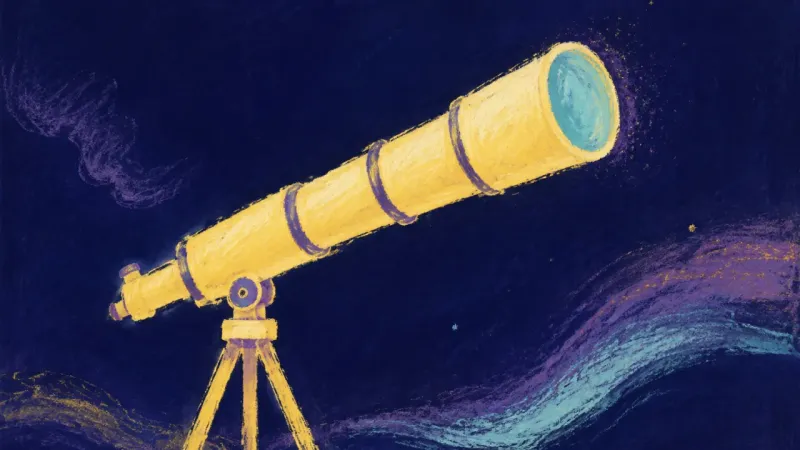 Open Focus An abstract telescope fully extended and orderly, representing an unconventional academic path as a)