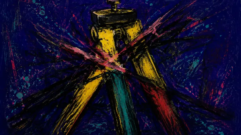 Tripod Collapse An abstract tripod crushed into tangled support, representing loneliness from serving others whileて