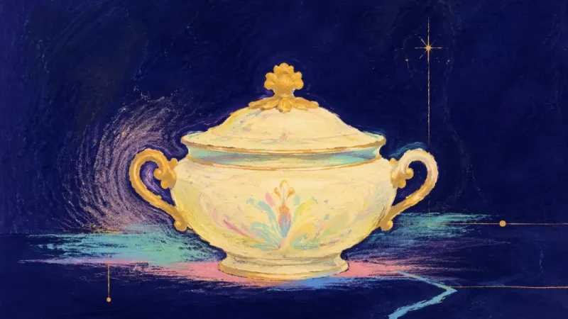 An abstract restored tureen represents honest participation, balanced connection, and self-trust без