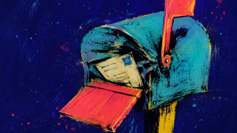 A damaged mailbox holding one trapped message, symbolizing how a brief text from an ex can reopen‌‍‌